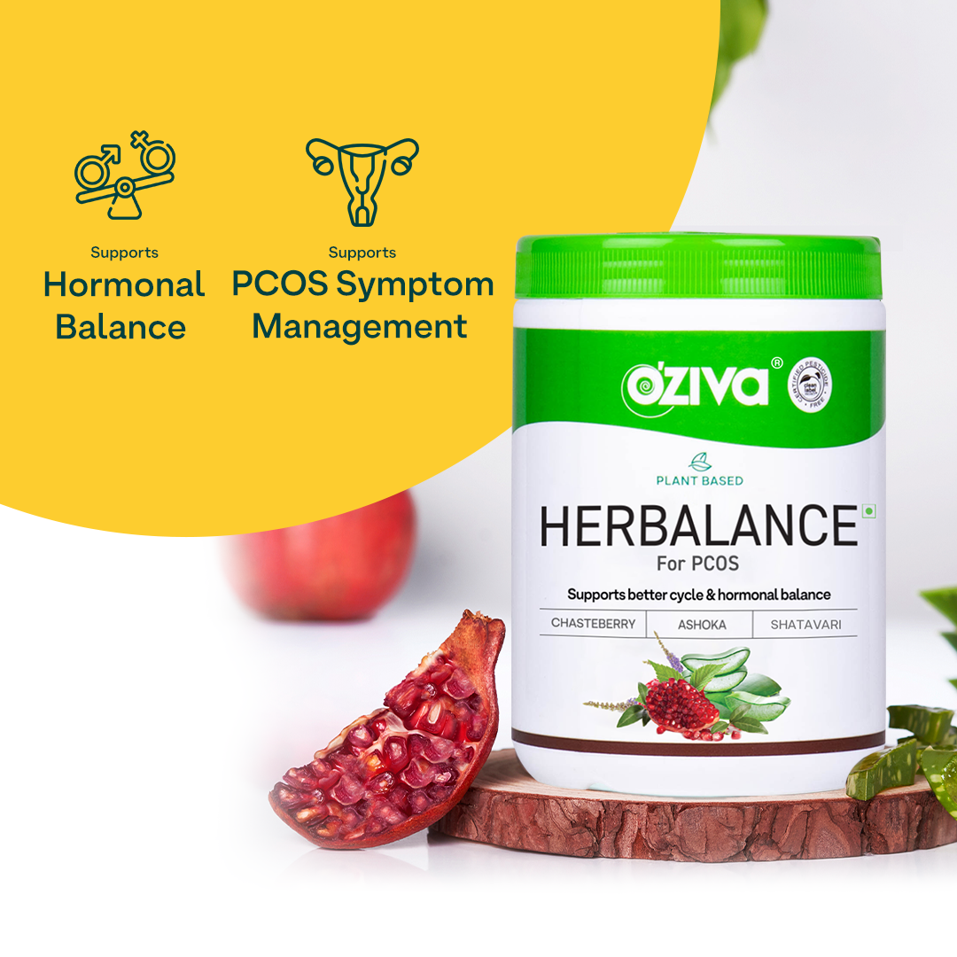 Balance　for　OZiva　with　Plant　HerBalance　PCOS　Based　for　PCOS/PCOD　Hormonal　Ayurvedic　100%　Supplements　Inositol,　250g