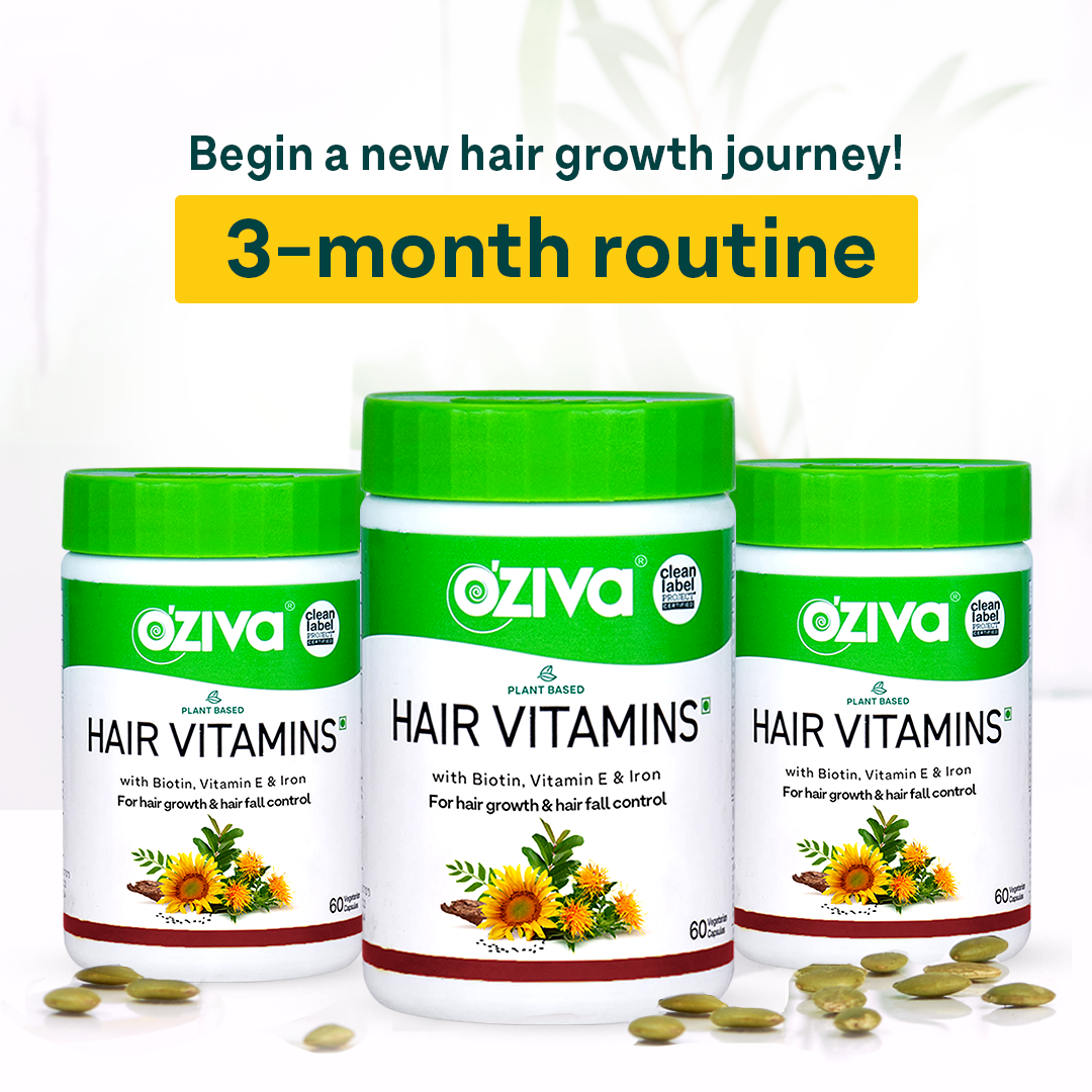 OZiva Hair Vitamins Supplements for Regrowth 100 Natural