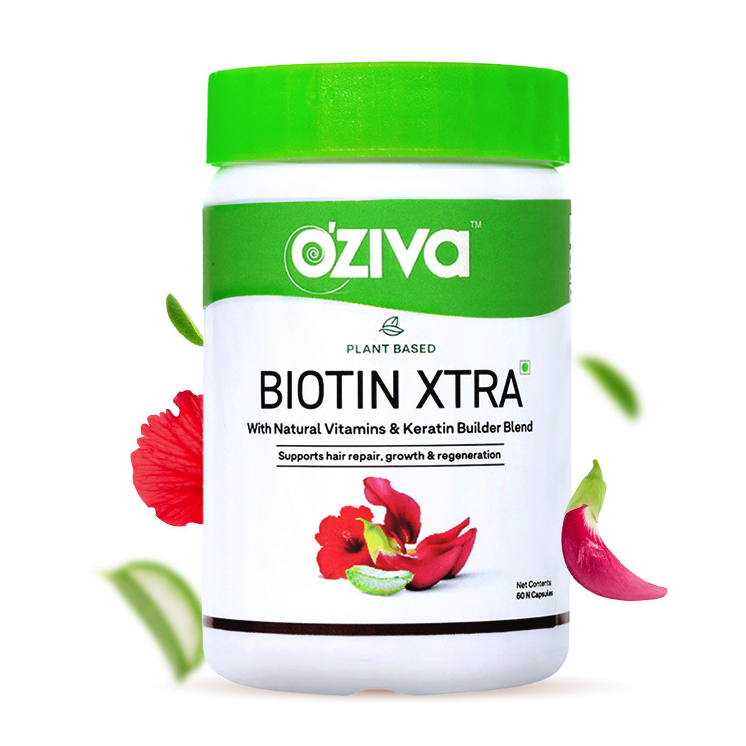 OZiva Plant Based Biotin Capsules for Hair Repair & Regeneration