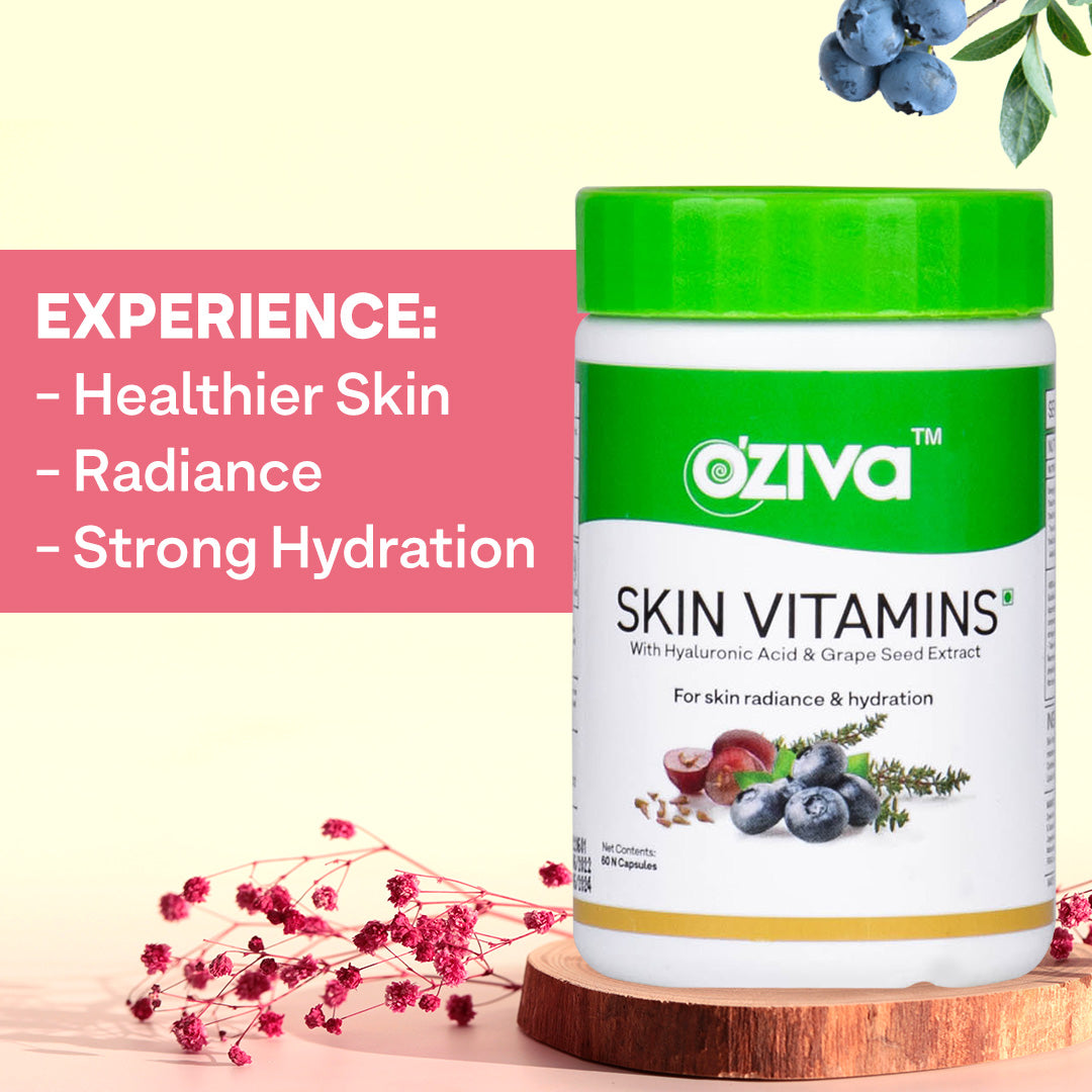 OZiva Plant Based Skin Vitamins for Skin Hydration & Glow