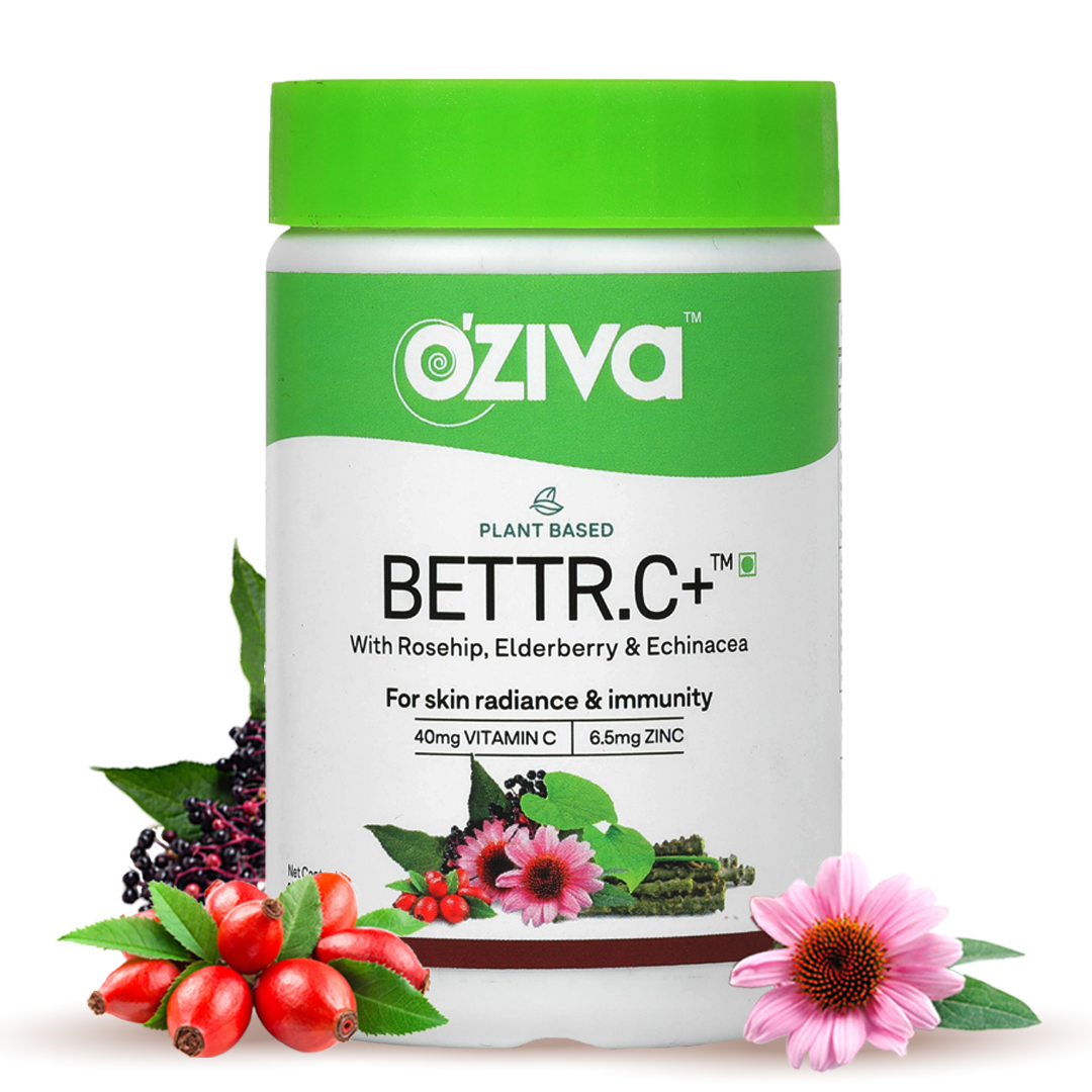 OZiva Vitamin D Capsules for Bone Health + OZiva Plant Based Vitamin C Capsules for Skin Glow