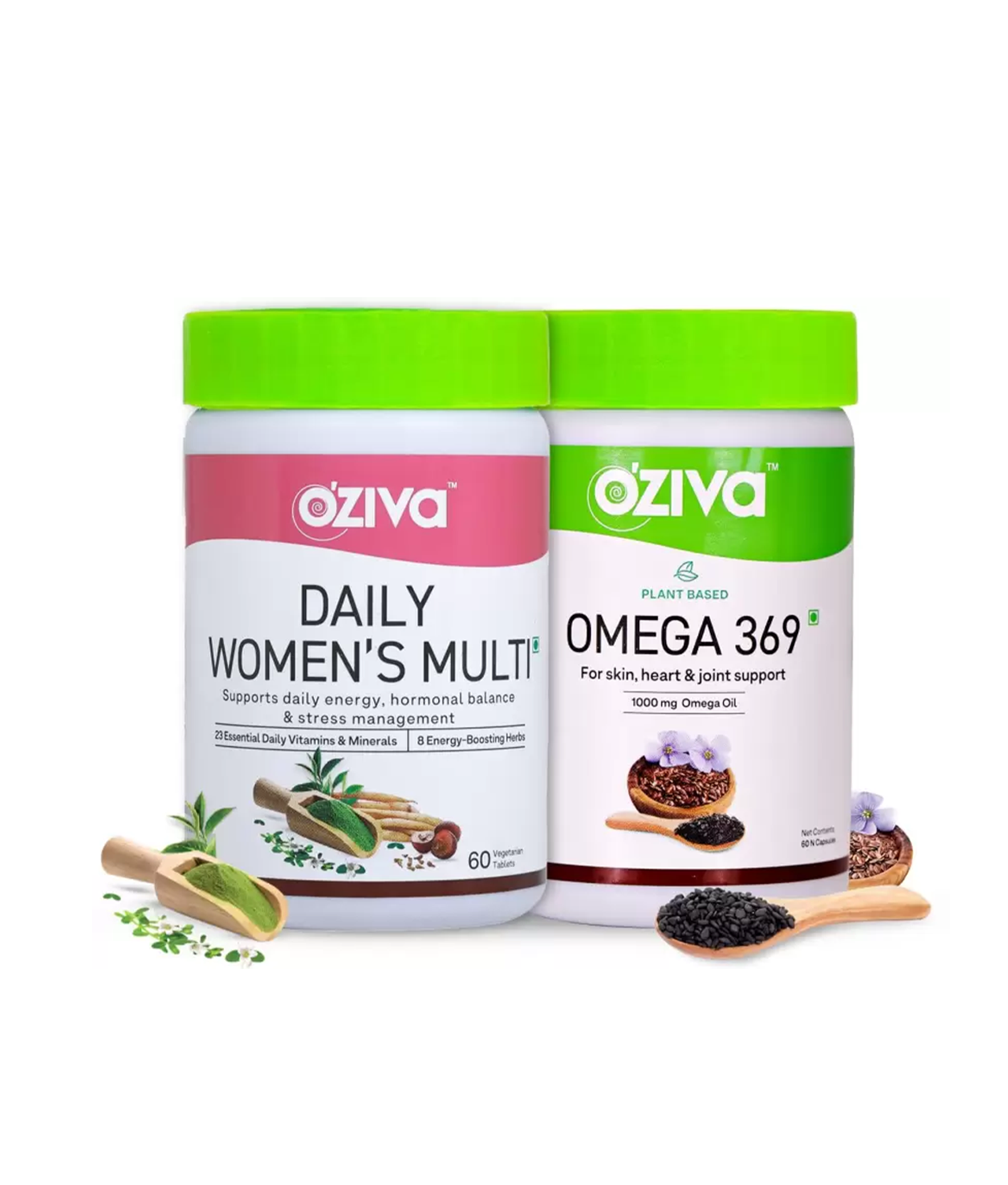 Wellness Combo For Women (Daily Women’s Multi with 23 Multivitamins & Minerals And Omega 369 With Vegan Omega) For Energy, Hormonal Balance, Heart & Joint Health