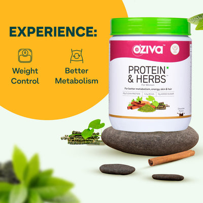 Protein & Herbs for Women - Natural Protein with Whey, Ayurvedic Herbs & Multivitamins for Weight Management, Metabolism, Skin & Hair