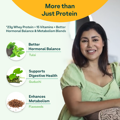 Protein & Herbs for Women - Natural Protein with Whey, Ayurvedic Herbs & Multivitamins for Weight Management, Metabolism, Skin & Hair