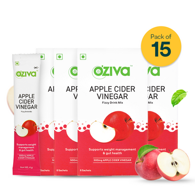 OZiva ZERO SUGAR Apple Cider Vinegar, Fizzy Drink Mix for Weight Control