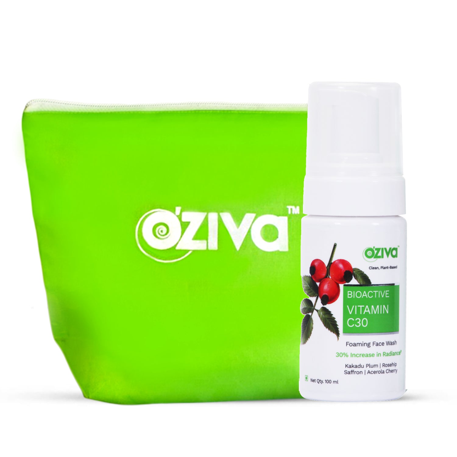 OZiva Vitamin C30 Foaming Face Wash + Glambag