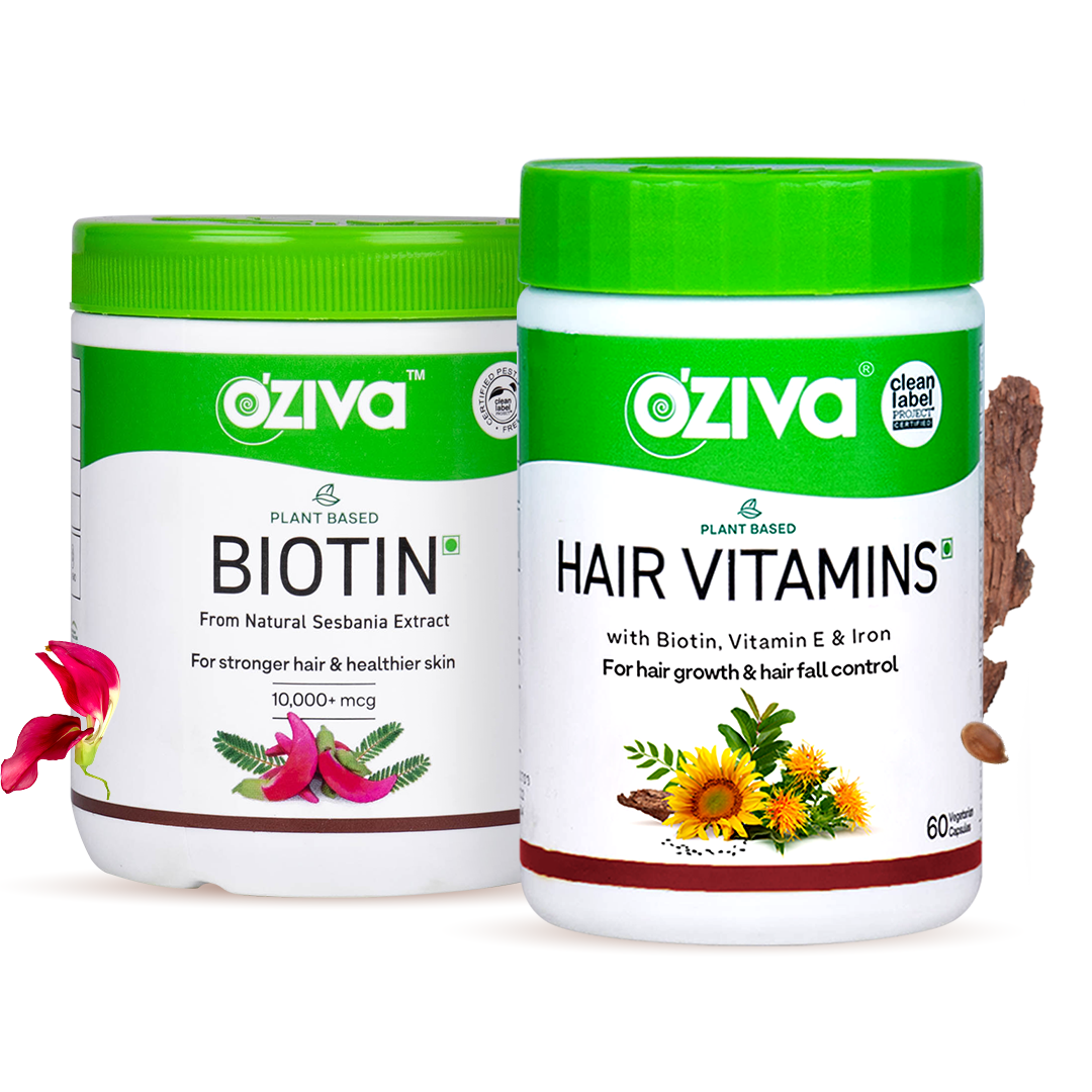Hair Vitamins & Biotin for Thicker Hair & Hair Fall Control - 60 Capsules + 125g