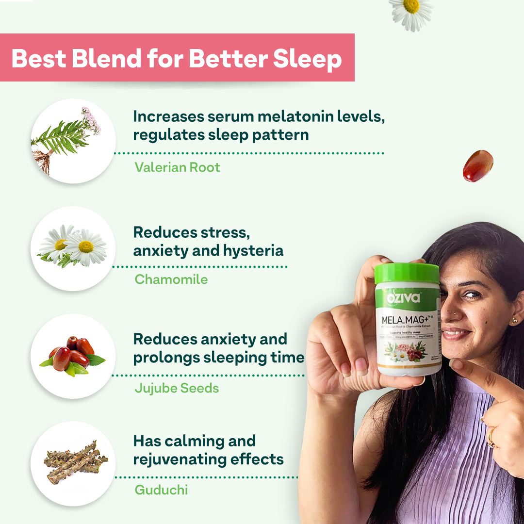 OZiva Plant Based Melatonin Hormone Supplements for Deep Sleep & Sleep