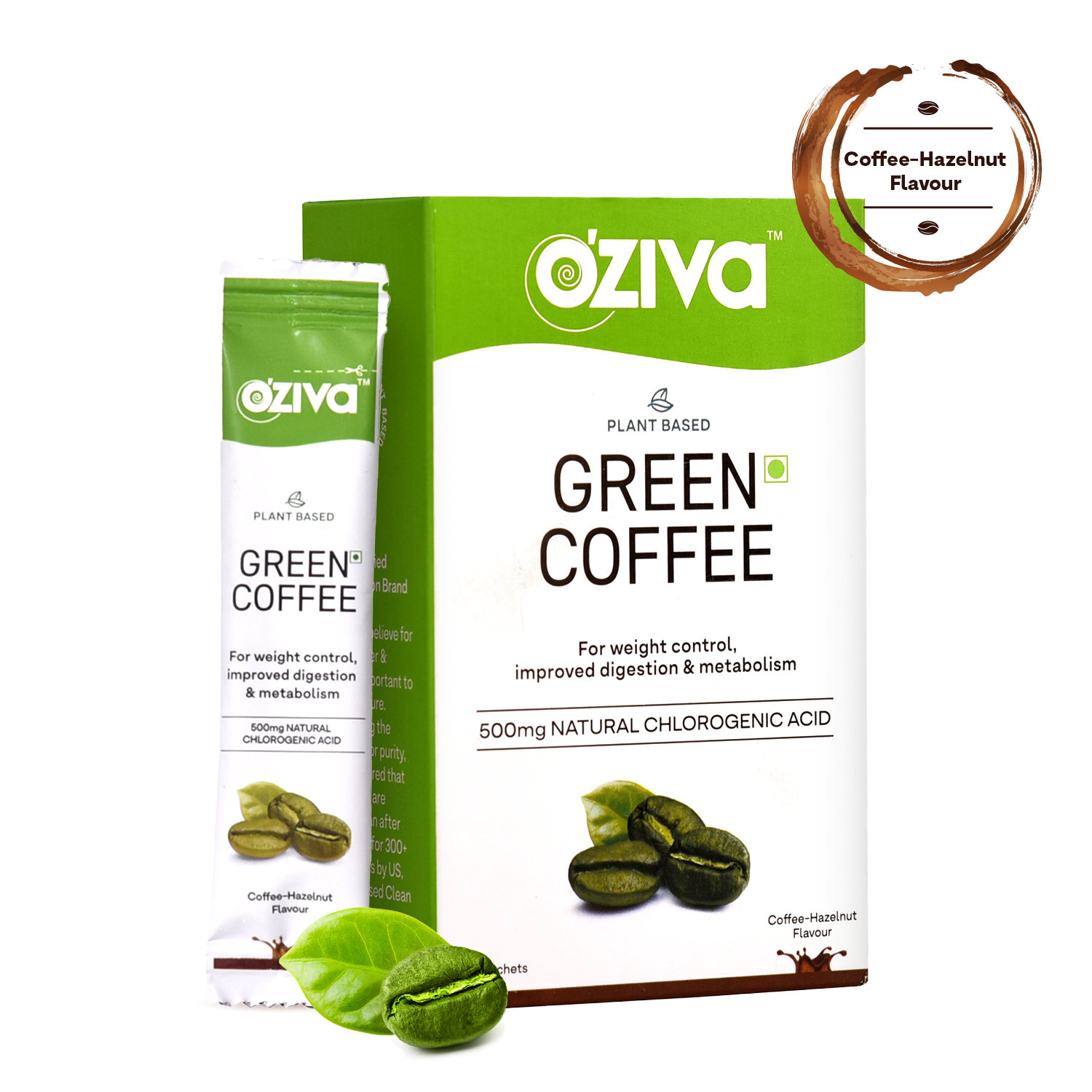 OZiva Green Coffee, 500 mg chlorogenic acid