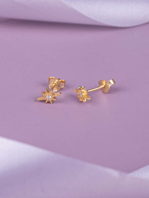 Golden triangle CZ Stones Gold Plated Studs Earrings For Men In Sterling  Silver
