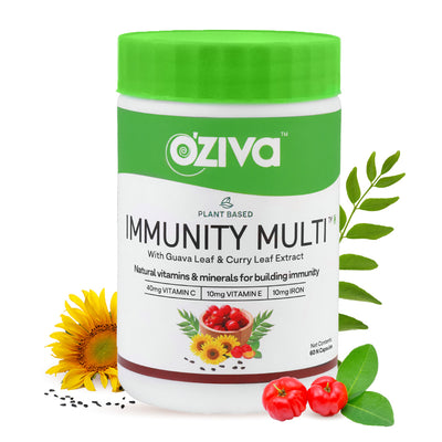 OZiva Plant Based Immunity Multi, Natural Vitamins & Minerals for Immunity, 60 capsules