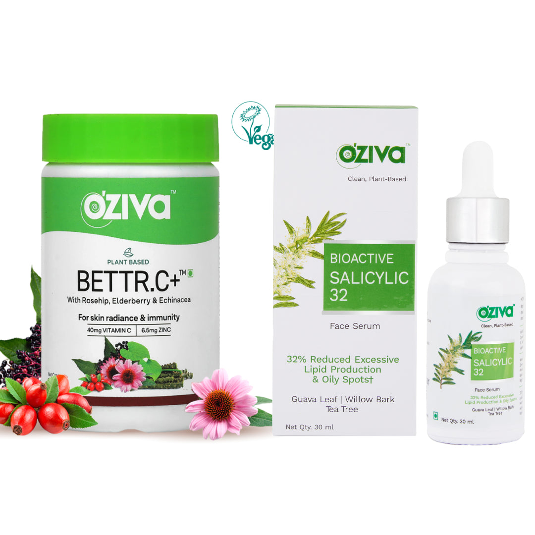 OZiva Bettr.C+ for Advanced Immunity, Better Absorption than Synthetic Vitamin C + Bioactive Salicylic32 Face Serum