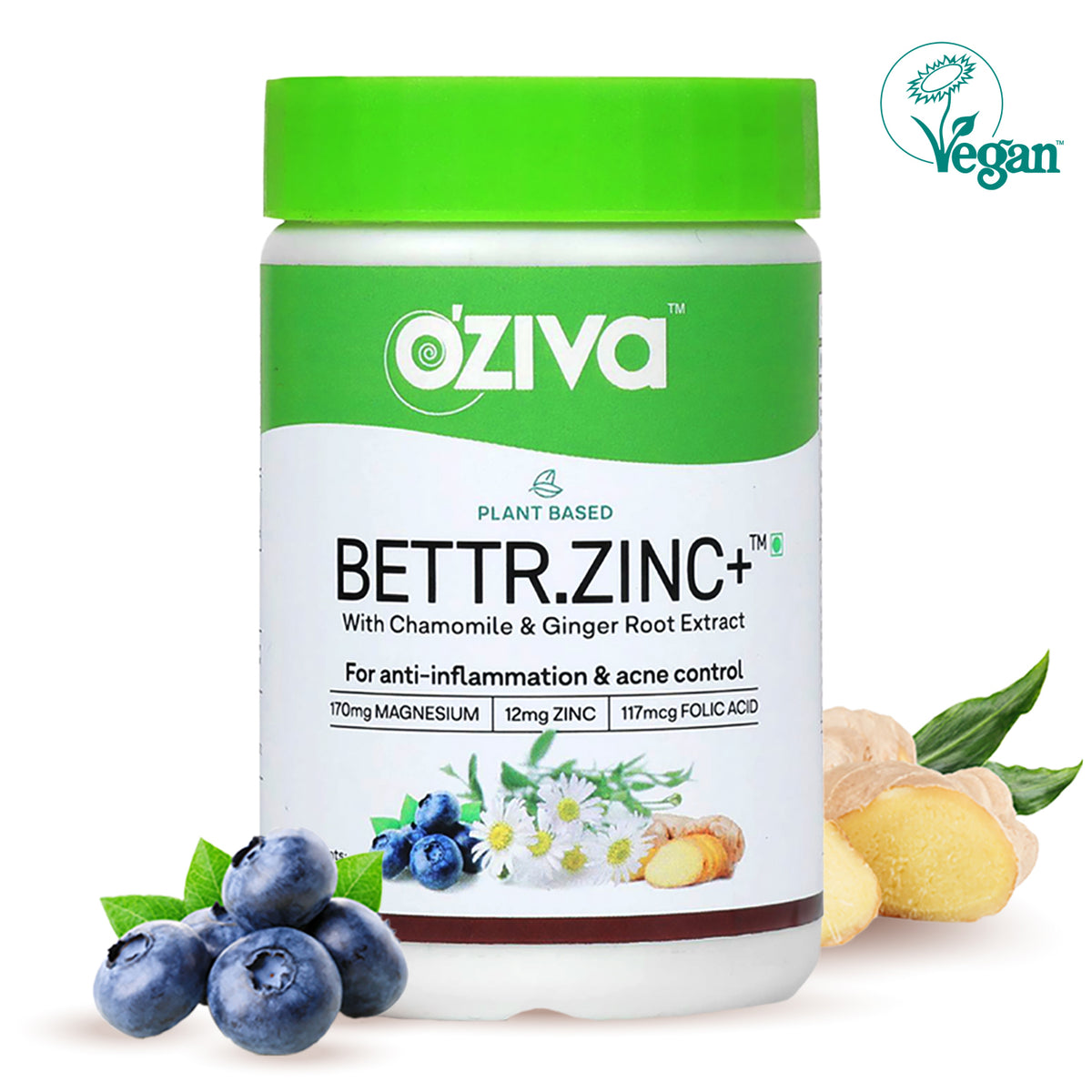 Zinc Supplement for Antiinflammation, Acne Control OZiva Bettr Zinc+