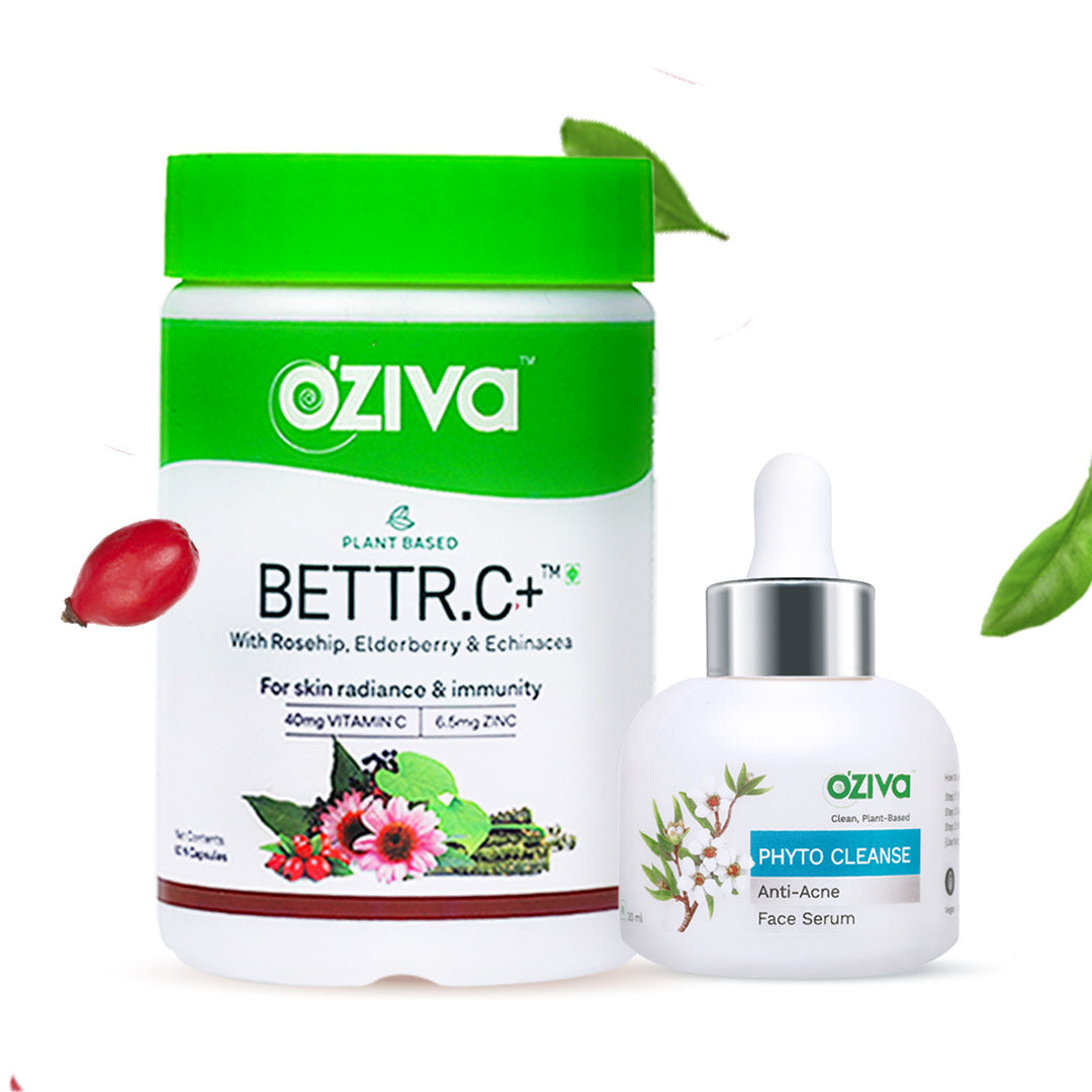 Clear Bright Combo: Plant Based Bettr.C+ (60 capsules) & Phyto Cleanse Anti-Acne Face Serum
